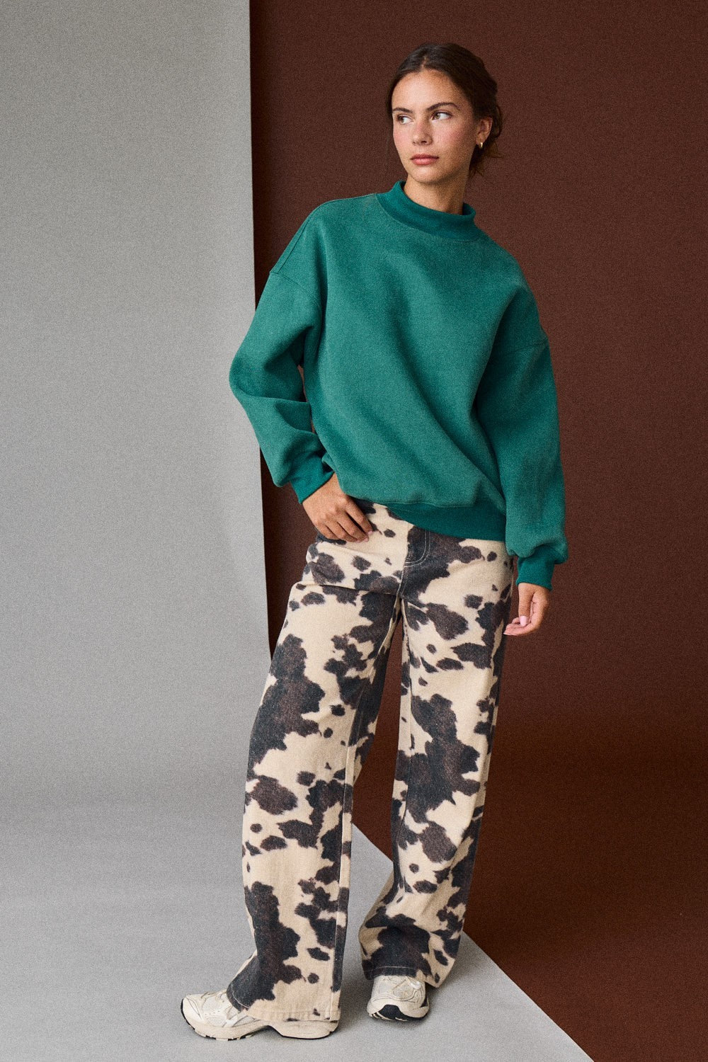 Green Mock Neck Sweatshirt