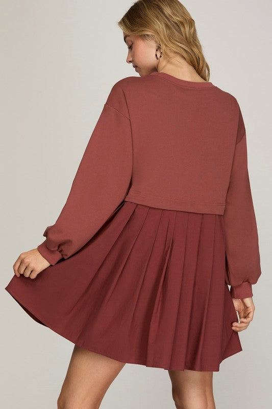 Eleanor Sweatshirt Dress - Wine