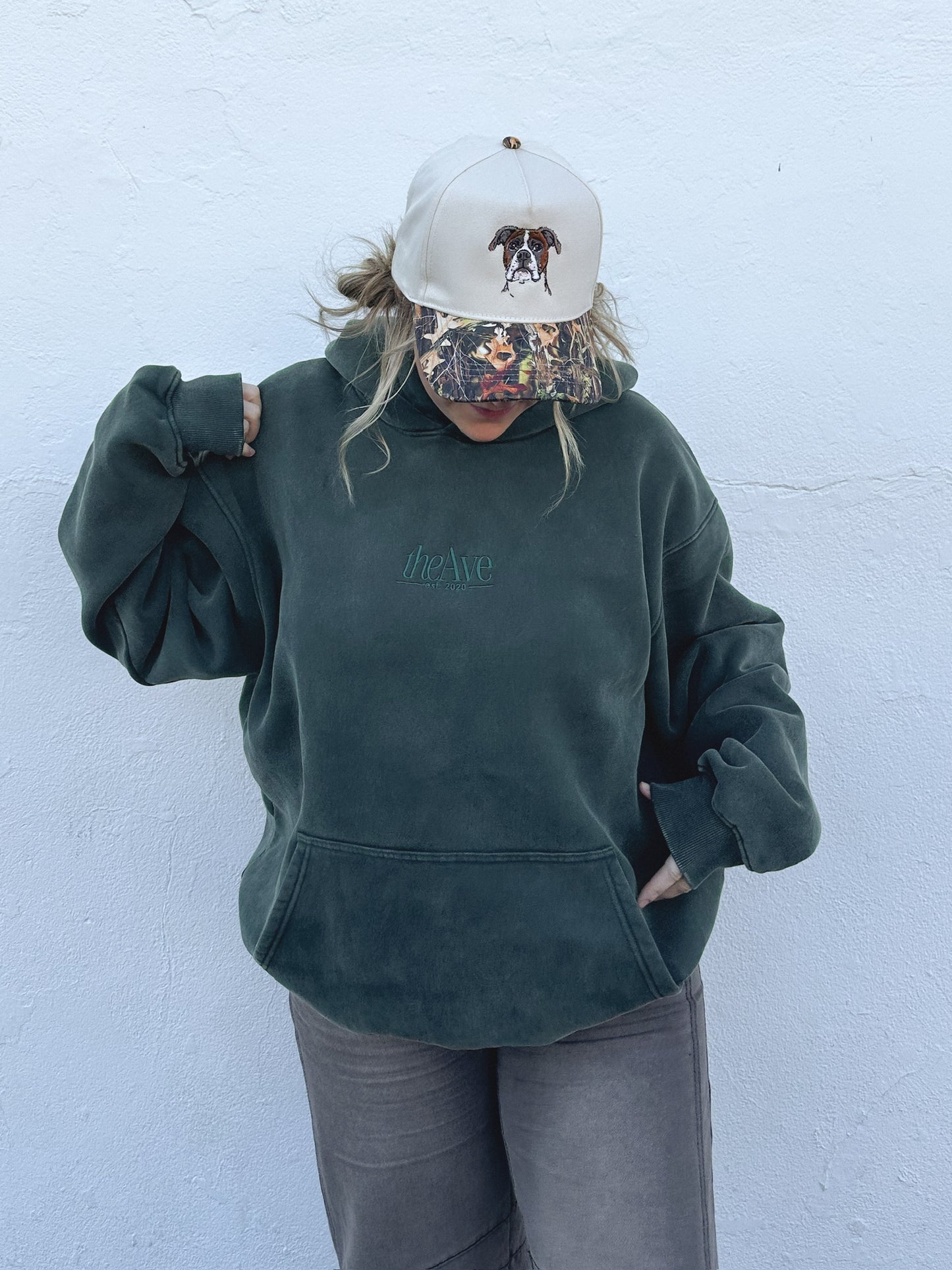 The Ave Vintage Hoodie-Dark Green