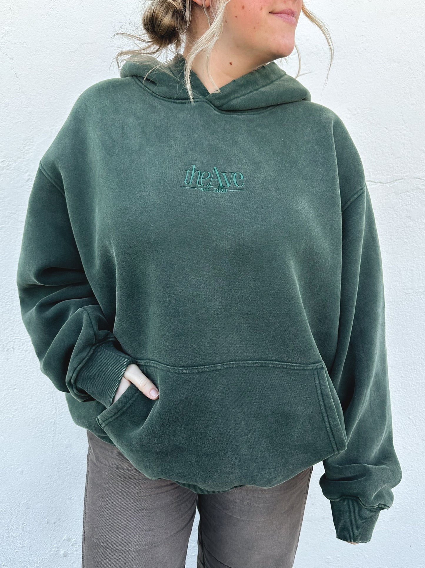 The Ave Vintage Hoodie-Dark Green