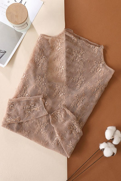 Taupe Luxe Lace Layering Top