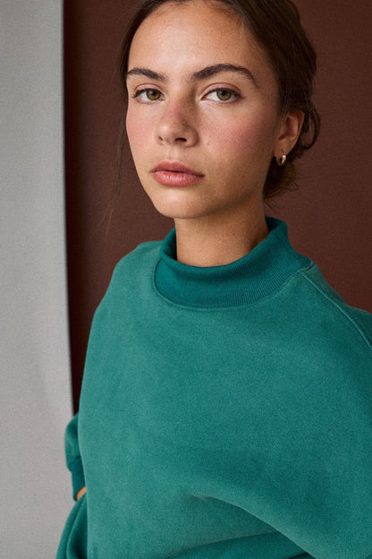 Green Mock Neck Sweatshirt
