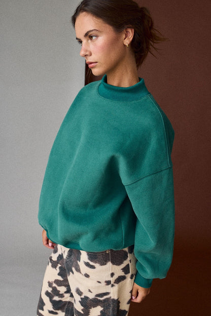 Green Mock Neck Sweatshirt