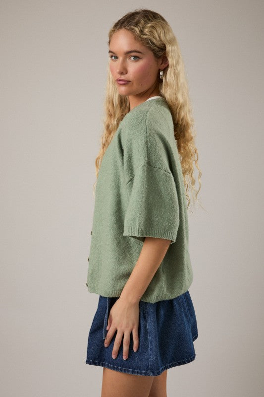 Simply Sage Short Sleeve Cardigan