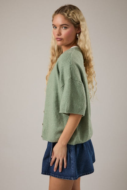 Simply Sage Short Sleeve Cardigan