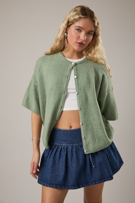 Simply Sage Short Sleeve Cardigan