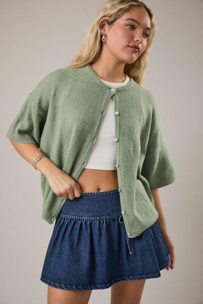 Simply Sage Short Sleeve Cardigan