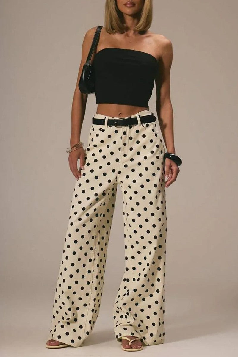 Polka Dot Baggy Jeans