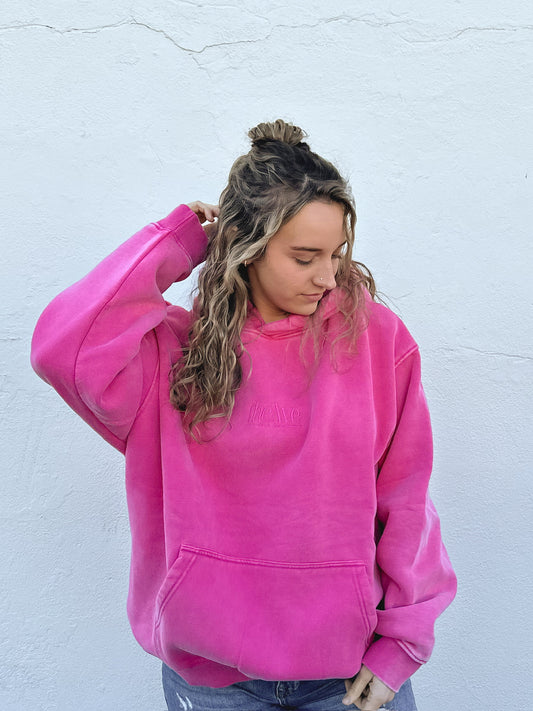 The Ave Vintage Hoodie-Hot Pink