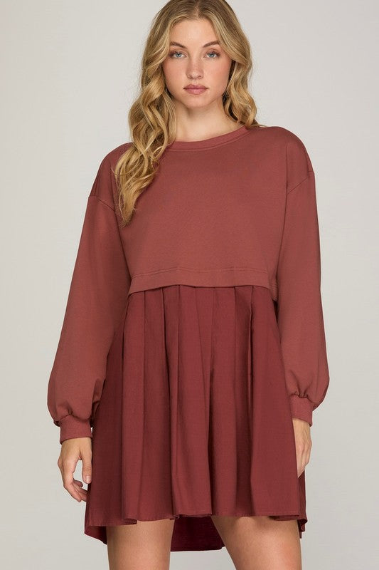 Eleanor Sweatshirt Dress - Wine