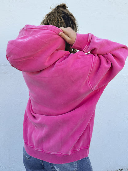 The Ave Vintage Hoodie-Hot Pink