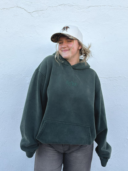The Ave Vintage Hoodie-Dark Green