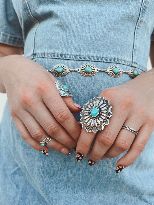 Western Turquoise Statement Rings