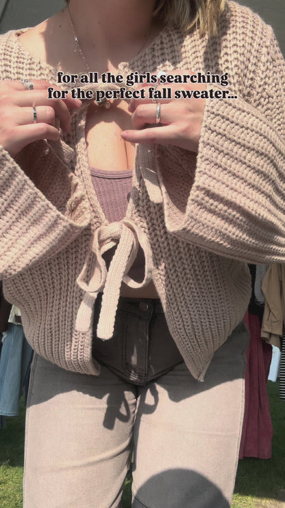 Latte Please Tie Front Sweater